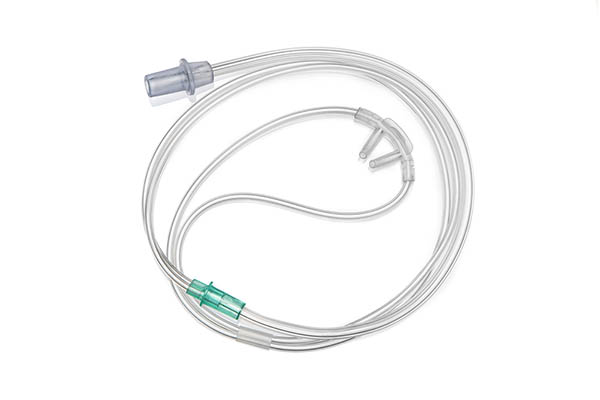 Adult, nasal cannula with curved prongs and tube, 0.1m
