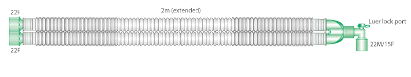 22mm Compact™ breathing system with luer elbow, ≥ 2.0m