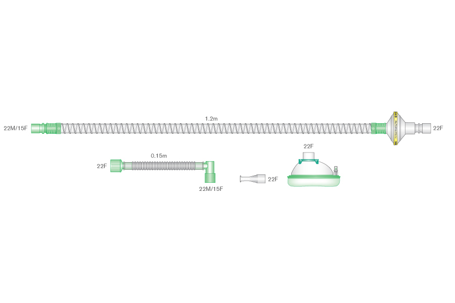 Smoothbore, large adult, cough assist breathing system, 1.2m